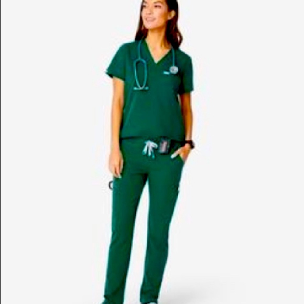 Figs hunter-green yola skinny scrub pants & top